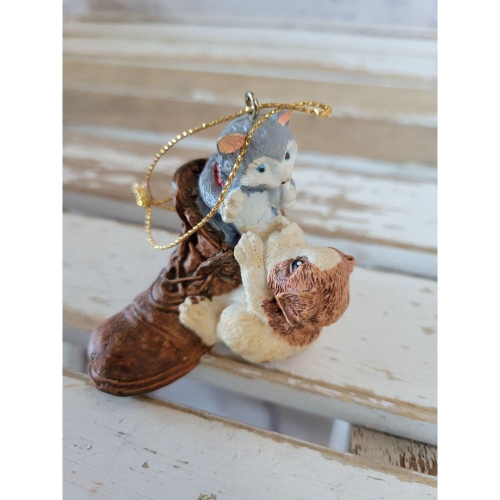 Puppy cat boot dog ornament Xmas holiday tree